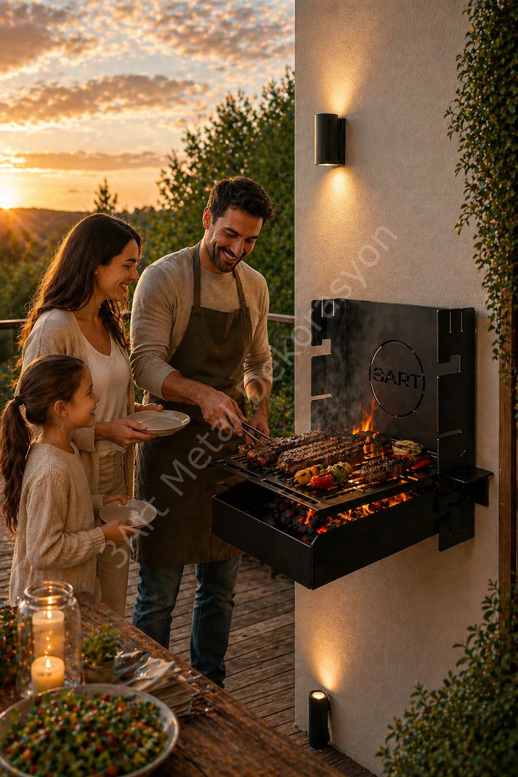 Duvara Monte Katlanır Mangal