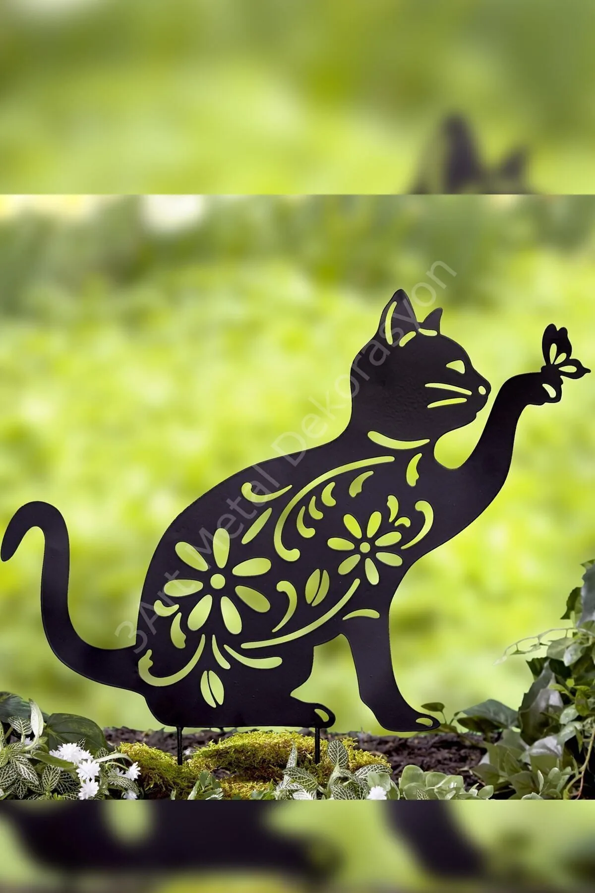 Kedi Metal Bahçe Dekoru