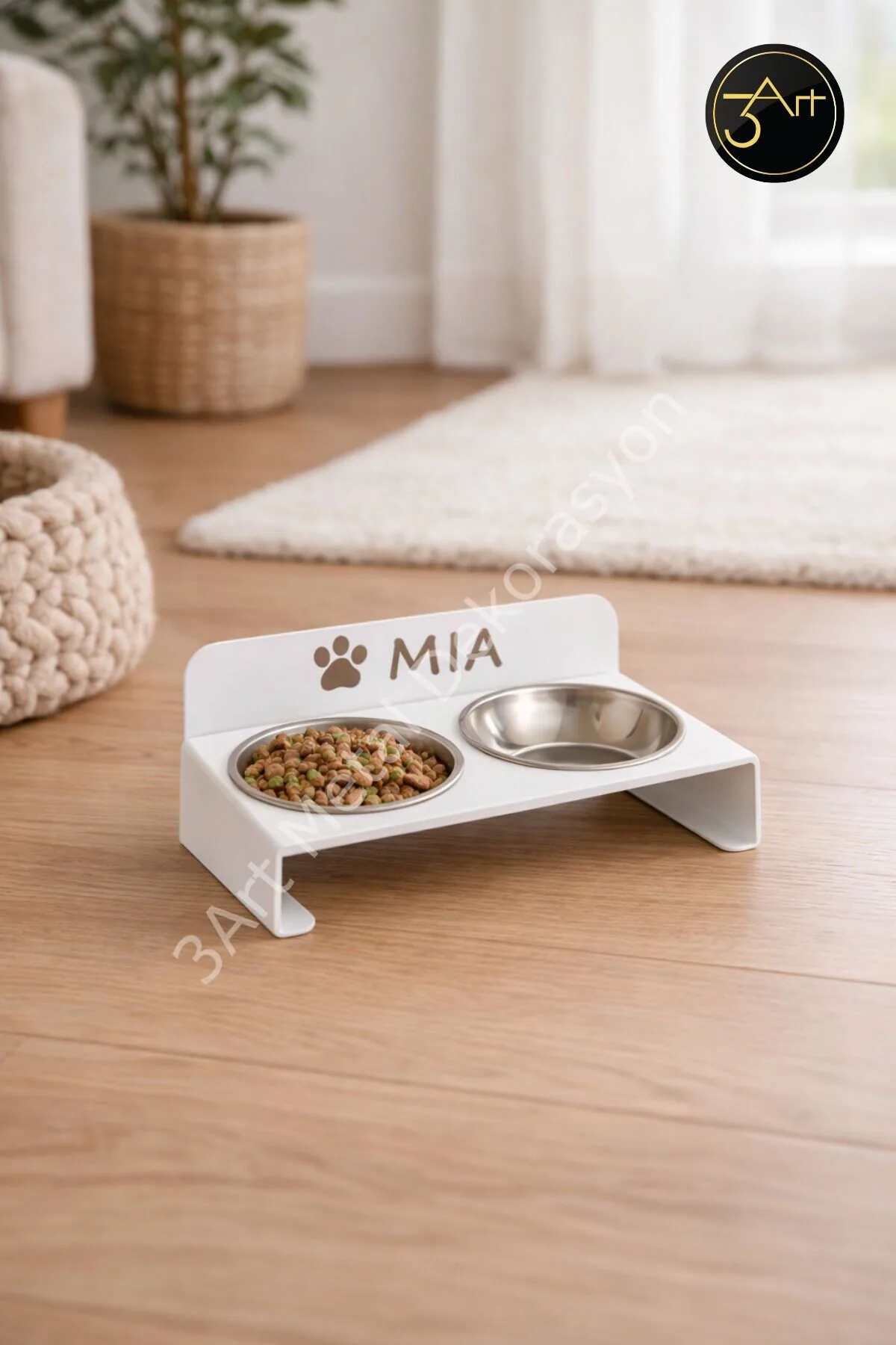 Kişiye Özel Metal Kedi Mama Kabı