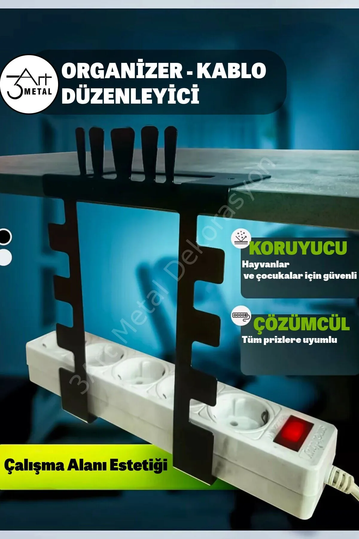 Masa Altı Metal Kablo Düzenleyici & Organizer