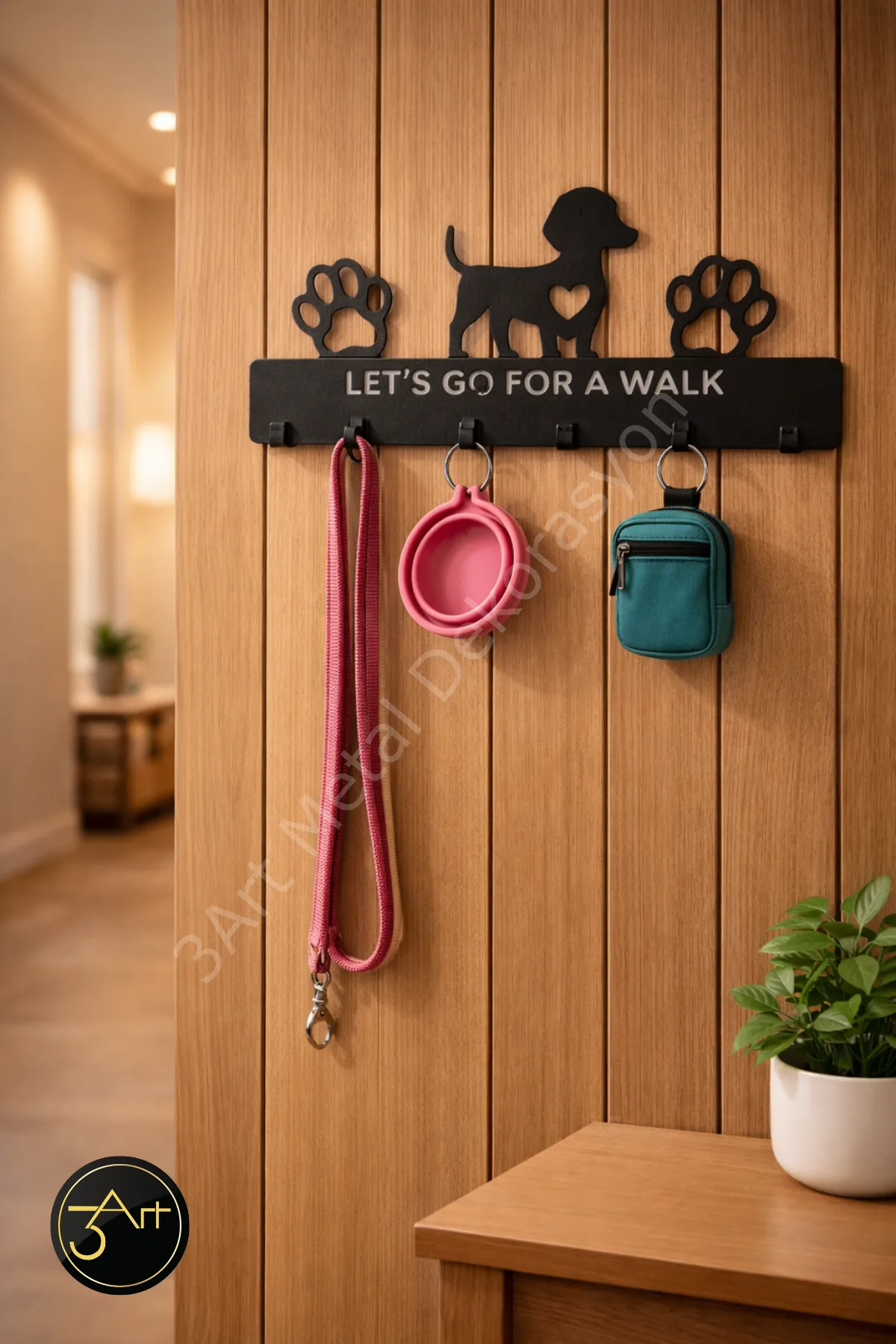 Metal Köpek Tasmalı Duvar Askılığı