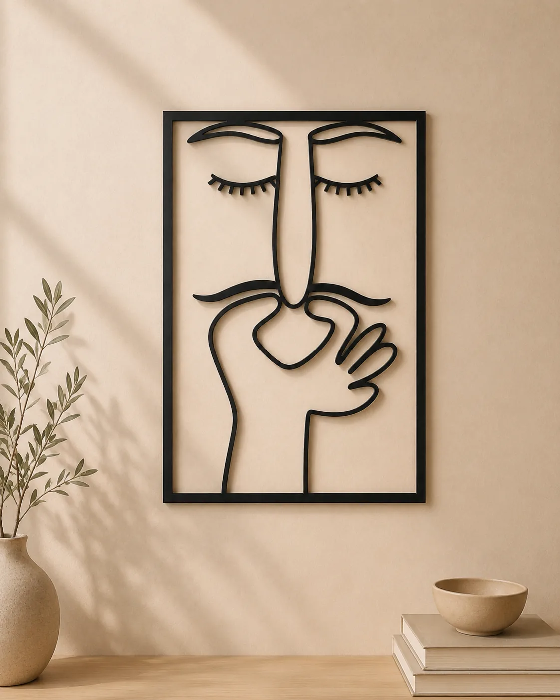 Minimal Yüz Figürlü Duvar Tablosu