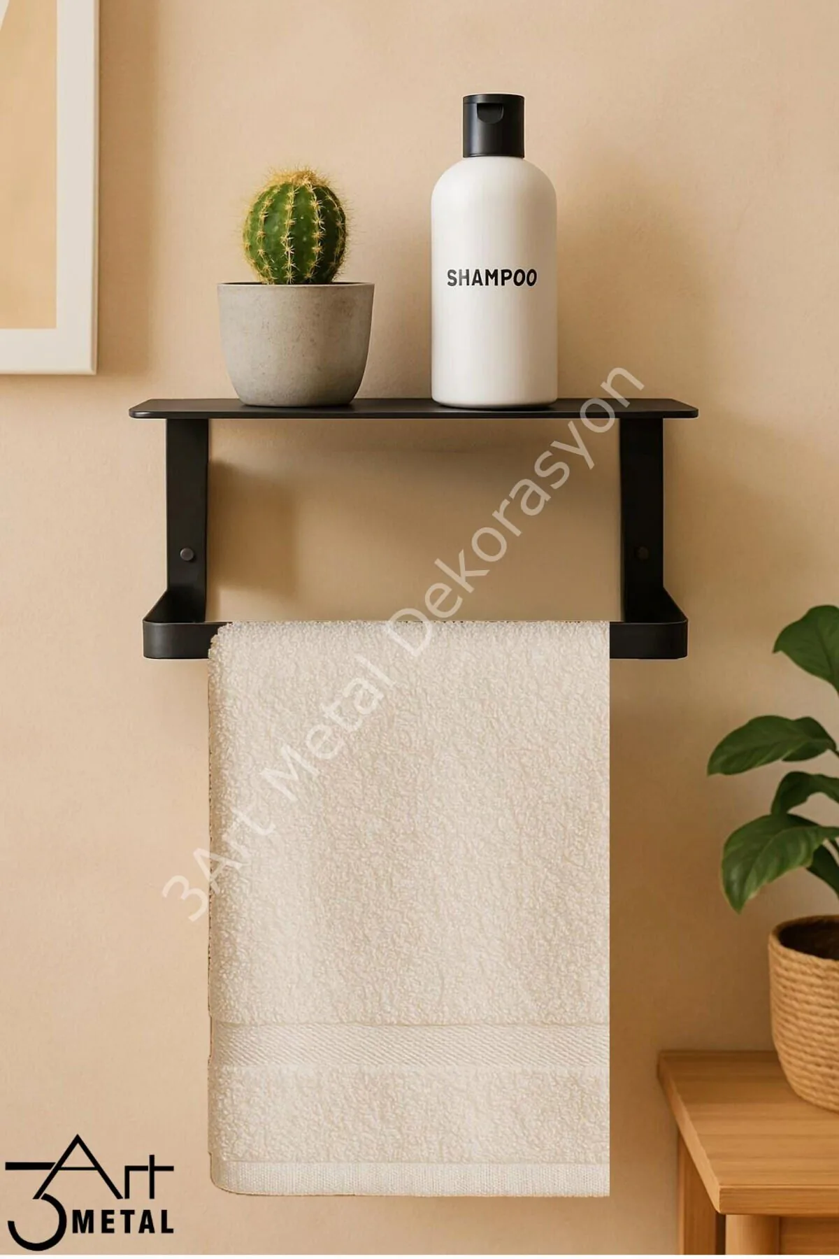 Modern Siyah Metal Duvar Tipi Havluluk