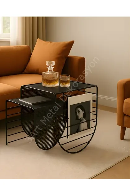 Modern Tasarım Metal Zigon Sehpa — Ikili