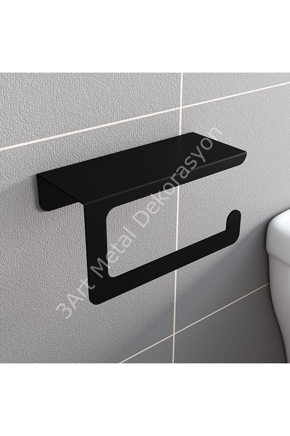 Siyah Düz Modern Tuvalet Kağıdı Askısı