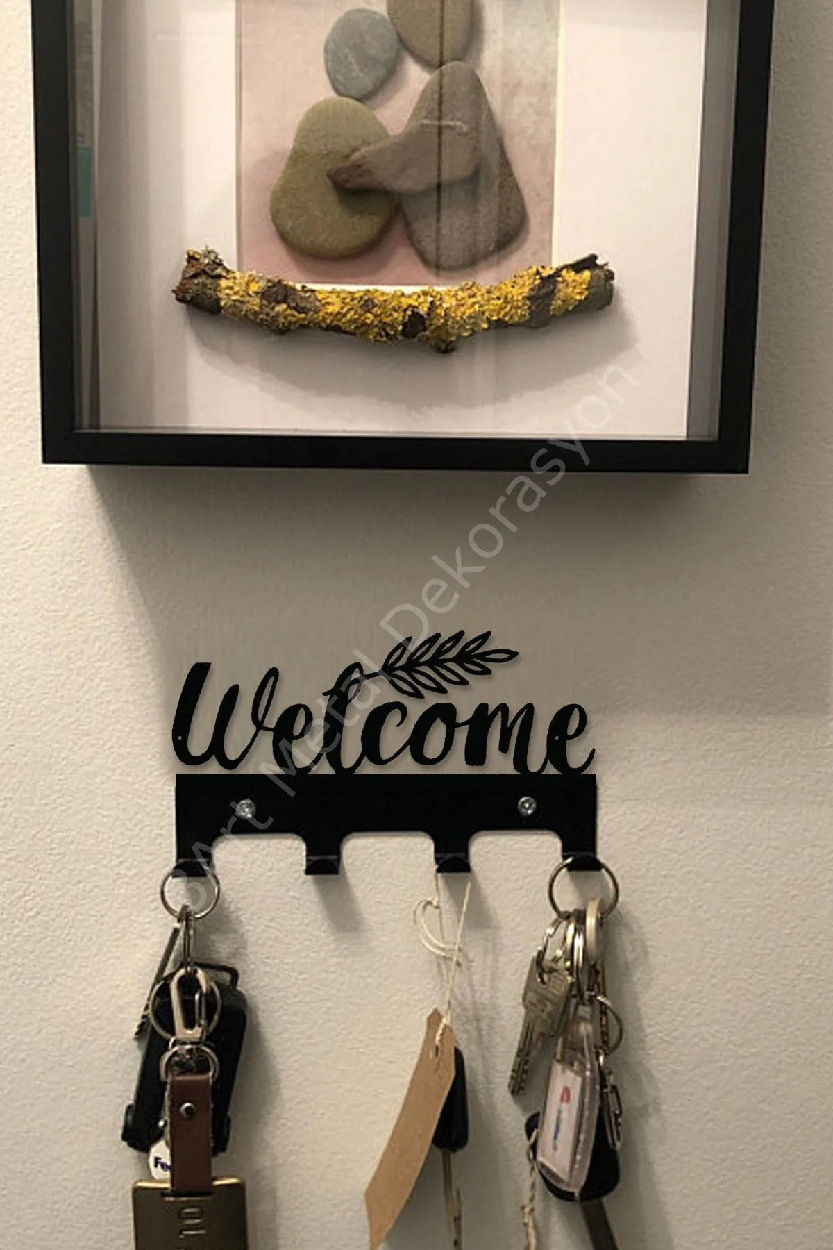 Welcome Yazılı Dekoratif Anahtar Askısı