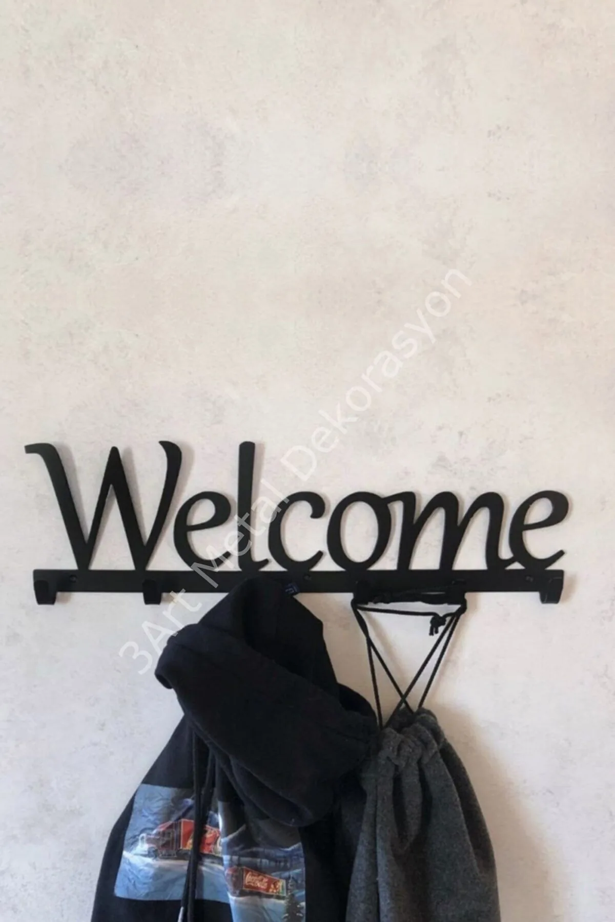 Welcome Yazılı Dekoratif Metal Duvar Askısı